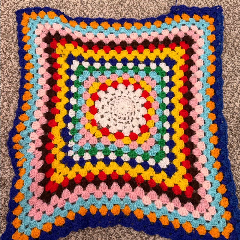 Handmade Crochet Rainbow Granny Square Panel